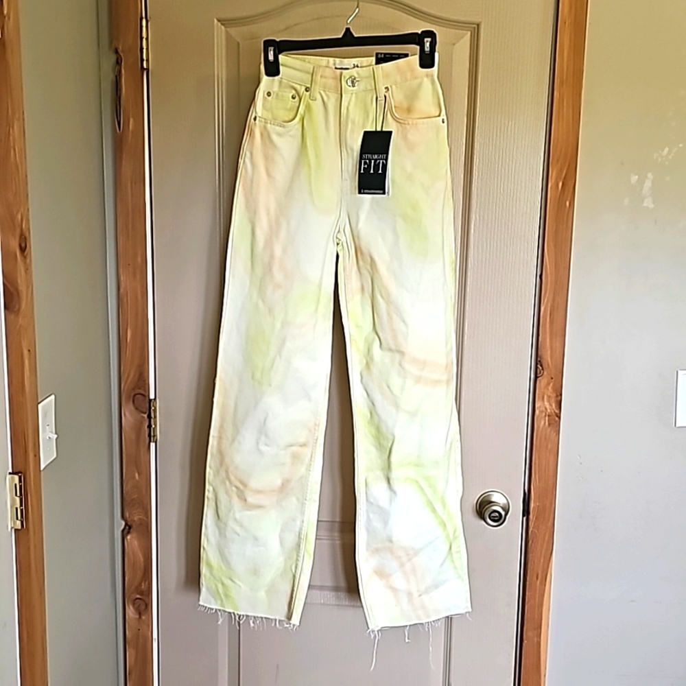 Stradivarius Straight Fit Jeans Size 2 Tie Dye